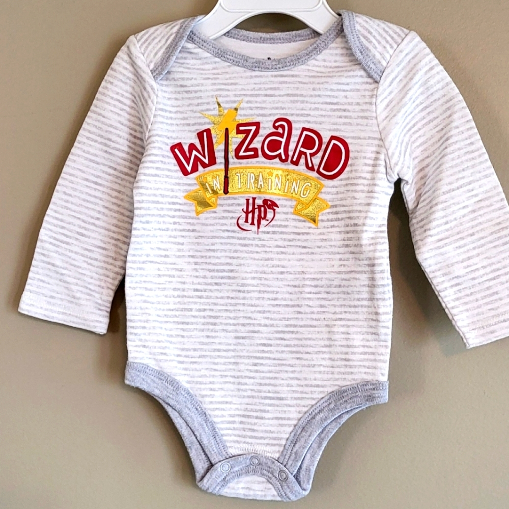 Harry Potter "Wizard In Training" striped long sleeve onesie/bodysuit